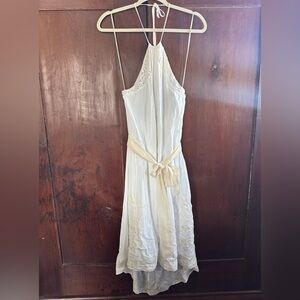 Champagne & Strawberry High Low Halter Dress